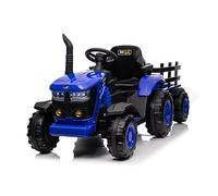RONIPIC 12v Kids' Electric Ride-on Tractor (Blue), with Detachable Trailer, Parent Remote, Music, Horn & 7 LED Lights, Ideal Toy for Ages 3+ Boys & Girls