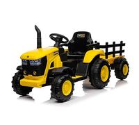 RONIPIC 12v Kids' Electric Ride-on Tractor (Yellow), with Detachable Trailer, Parent Remote, Music, Horn & 7 LED Lights, Ideal Toy for Ages 3+ Boys & Girls