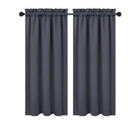 RONIPIC 2-Panel Blackout Short Curtains, Rod Pocket Cafe Tier Style, Strong Light Blocking & Room Darkening, Ideal for Bathroom, Small Windows & Kitchen, Easy to Install, Dark Grey, 26“*45”*2