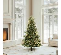 Ronipic 4.5Ft Prelit Artificial Christmas Tree with 150 Lights, Realistic Spruce Xmas Tree, Thickened PE & PVC Automatic Branches, Fire-Resistant Design, Warm White Holiday Lighting