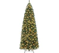 Ronipic 6Ft Prelit Slim Pencil Artificial Christmas Tree with 200 LED lights, PVC Branches Auto-Spread Tips, Realistic Indoor Xmas Tree for Home Office Porch Mall Holiday Decoration