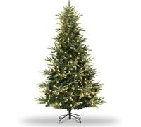 Ronipic 7.5Ft Prelit Artificial Christmas Tree with 360 Lights, Realistic Spruce Xmas Tree,Thickened PE & PVC Automatic Branches, Fire-Resistant Design,Warm White Holiday Lighting
