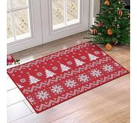 RONIPIC Boho Farmhouse Christmas Doormat, Snowflake, Reindeer & Tree Design, Machine Washable Non Slip Low Profile Mat for Indoor/Outdoor Entrance Home Decor, 40 * 60cm