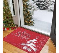 RONIPIC Christmas Doormat with Tree, Snowflake & Merry Christmas,Non Slip, Durable Welcome Mat for Indoor/Outdoor Entrance, Xmas Holiday Home Decoration, 40 * 60cm