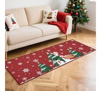 RONIPIC Red Santa Claus & Christmas Tree Doormat, Non Slip, Easy Clean Welcome Mat for Indoor/Outdoor Entrance, Fills Your Home with Festive Christmas Atmosphere, 40 * 80cm