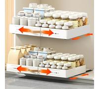 RONIPIC Slide Out Drawers for Kitchen Cabinets, 2 Pack Expandable Pull-Out Cabinet Organizer, 51cm-75cm Width with Easy-Grip Handles, Space-Saving Storage Solution Adjusts to Fit Shelves