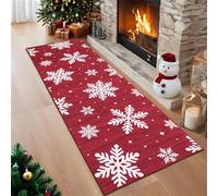 RONIPIC Washable Festive Christmas Area Rug, Snowflake & Boho Xmas Design,Red Velvet Carpet for Holiday Cheer, Coffee Table Accent, Dining Table & Bedroom Decor, 120 * 170 cm