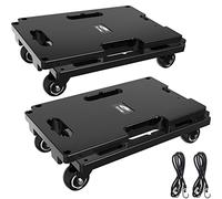 Ronlap Furniture Moving Dolly, Furniture Movers with Wheels, Portable Moving Rollers Leg Dollies for Heavy Furniture, 4 Wheels Small Flat Dolly with 4 Elastic Ropes, 400 KG Capacity, 2 Pack, Black