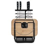 Ronlok Knife Block & Cutting Board Holder, Metal Board Holder Kitchen Pot Organizer, Drying Rack with Drainage Set, Knife Block Black, Cooling Racks, Cutting Board Stand Kitchen for Countertop
