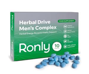 RONLY Herbal Drive 100mg - 10 Tablets for Men | Strong Effect Herbal Supplement | Maca, Tribulus & Rhodiola Formula | Energy, Stamina & Enhanced Vitality Support | Advanced Men’s Complex | UK Made