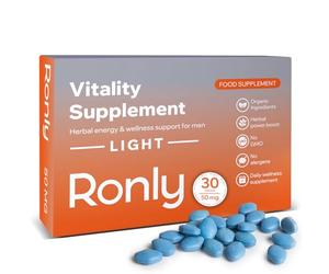 Ronly Vitality Light - 30 Blue Tablets 50mg | Powerful Herbal Supplement for Men | Enhances Strength, Energy & Endurance | Advanced Men’s Energy & Performance Complex with Ginseng & Zinc | UK Made
