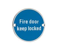 ronmongery Solutions® Fire Door Keep Locked 76mm Diameter Robust Safety Hardware for Timber and Metal Doors High-Use Compliance Fixing Included (Polished Stainless)