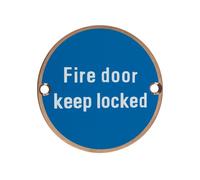 ronmongery Solutions® Fire Door Keep Locked 76mm Diameter Robust Safety Hardware for Timber and Metal Doors High-Use Compliance Fixing Included (PVD Bronze)