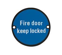 ronmongery Solutions® Fire Door Keep Locked 76mm Diameter Robust Safety Hardware for Timber and Metal Doors High-Use Compliance Fixing Included (Powder Coat Black)
