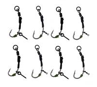 Ronnie Rigs Carp Fishing, Complete Set of 8 Carp Rigs, Includes 4PCS Figure Eight Rings and 4PCS Boilie Screws, Suitable for Various Fishing Environments and Skill Levels