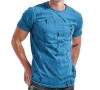 RONOMO Men's Round Neck Short Sleeved T-Shirt | Medium Elasticity | Soft and Breathable | Pre Shrunk Treatment| (SH Blue L)