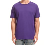 RONOMO Men's Solid Colour T-Shirt 95% Cotton 5% Spandex | Pre-Shrunk Washed | Reinforced Ribbed Collar | Colourfast | Casual Basic Tee Slim Fit(LW Purple L