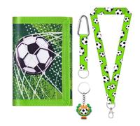 Ronronner Children's Neck Pouch Football Design - Purse Children Boys Wallet with 2 Straps & Key Ring Children's Wallet Boys for Change & ID - Football Gifts for Boys