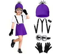 Ronronner Pack of 5 Purple Costume Set for Cosplay, Childhood Hero Costume, Includes Hat x 1, Eyes x 1 Strap, 1 Gloves x 1 Button x 2, Childhood Heroes for Halloween, Carnival and Cosplay