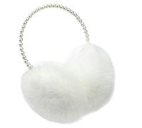 RONRONS Women Soft Plush Earmuffs Outdoor Warmers with Pearl Headband, White, 12cm/4.72inch