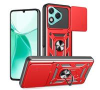 RonRun Case for HONOR 400 Lite 5G, Ultra Slim TPU+PC 360° Rotatable Stand & Slide Camera Cover, Magnetic Car Mount Compatible, Shockproof Scratch Resistant Phone Protective Case,Red