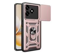 RonRun Case for HONOR X5C Plus, Ultra Slim TPU+PC 360° Rotatable Stand & Slide Camera Cover, Magnetic Car Mount Compatible, Shockproof Scratch Resistant Phone Protective Case,Rose Gold