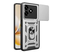 RonRun Case for HONOR X5C Plus, Ultra Slim TPU+PC 360° Rotatable Stand & Slide Camera Cover, Magnetic Car Mount Compatible, Shockproof Scratch Resistant Phone Protective Case,Silver