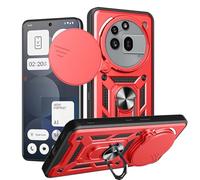 RonRun Case for Nothing Phone 3a Pro, Ultra Slim TPU+PC 360° Rotatable Stand & Slide Camera Cover, Magnetic Car Mount Compatible, Shockproof Scratch Resistant Phone Protective Case,Red