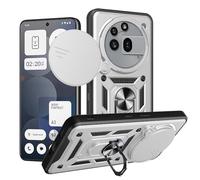 RonRun Case for Nothing Phone 3a Pro, Ultra Slim TPU+PC 360° Rotatable Stand & Slide Camera Cover, Magnetic Car Mount Compatible, Shockproof Scratch Resistant Phone Protective Case,Silver