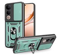 RonRun Case for Vivo V50 Lite 5G / 4G, Ultra Slim TPU+PC 360° Rotatable Stand & Slide Camera Cover, Magnetic Car Mount Compatible, Shockproof Scratch Resistant Phone Protective Case,Green
