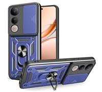 RonRun Case for Vivo V50 Lite 5G / 4G, Ultra Slim TPU+PC 360° Rotatable Stand & Slide Camera Cover, Magnetic Car Mount Compatible, Shockproof Scratch Resistant Phone Protective Case,Blue