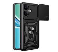RonRun Case for Vivo V60 Lite, Ultra Slim TPU+PC 360° Rotatable Stand & Slide Camera Cover, Magnetic Car Mount Compatible, Shockproof Scratch Resistant Phone Protective Case,Black