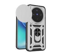 RonRun Case for Vivo X300 5G, Ultra Slim TPU+PC 360° Rotatable Stand & Slide Camera Cover, Magnetic Car Mount Compatible, Shockproof Scratch Resistant Phone Protective Case,Silver