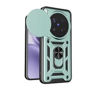 RonRun Case for Vivo X300 Pro 5G, Ultra Slim TPU+PC 360° Rotatable Stand & Slide Camera Cover, Magnetic Car Mount Compatible, Shockproof Scratch Resistant Phone Protective Case,Green