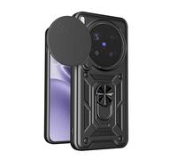 RonRun Case for Vivo X300 Pro 5G, Ultra Slim TPU+PC 360° Rotatable Stand & Slide Camera Cover, Magnetic Car Mount Compatible, Shockproof Scratch Resistant Phone Protective Case,Black