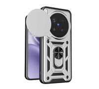 RonRun Case for Vivo X300 Pro 5G, Ultra Slim TPU+PC 360° Rotatable Stand & Slide Camera Cover, Magnetic Car Mount Compatible, Shockproof Scratch Resistant Phone Protective Case,Silver