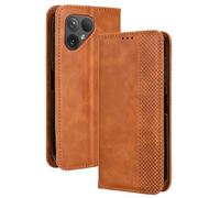 RonRun Fairphone 5 Case, PU Leather Folio Mobile Phone Case with Silicone Shockproof Protective Cover and Credit Card Slots and Flip Stand Compatible for Fairphone 5, brown