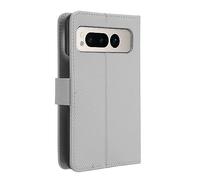 RonRun for Google Pixel Fold Case, Flip Phone Case with Card Holders, PU Leather Full Protective Book Cover, Shockproof, white