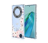 RonRun for Honor Magic 5 Lite/Honor X9a 5G Phone Case Slim TPU Painting Flower Pattern Transparent Anti Fall Protective, Compatible with Honor Magic 5 Lite/Honor X9a 5G, Butterflies and Flower