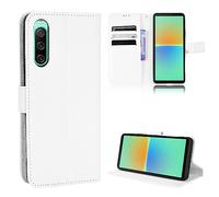 RonRun for Sony Xperia 10 V Case, Flip Phone Case with Card Holders, PU Leather Full Protective Book Cover, Shockproof, white