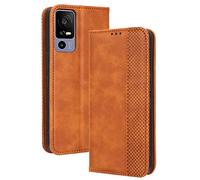 RonRun TCL 40 R 5G Case, PU Leather Folio Mobile Phone Case with Silicone Shockproof Protective Cover and Credit Card Slots and Flip Stand Compatible for TCL 40 R 5G, brown