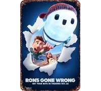 Ron's Gone Wrong Movie Poster Retro Funny Metal Tin Sign, Outdoor Home Wall Decoration 8x12inch