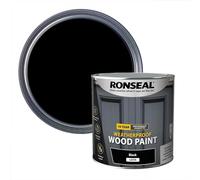 Ronseal 10 Year Weatherproof 2-in-1 Wood Paint Black Satin 2.5 Litre,Black