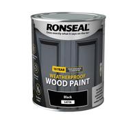 Ronseal 10 Year Weatherproof 2 in 1 Wood Paint Black Satin 750ml