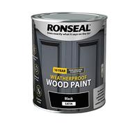 Ronseal 38786 10 Year Weatherproof Wood Paint Black Satin 750ml
