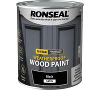 Ronseal 10 Year Weatherproof 2 in 1 Wood Paint Black Satin 750ml