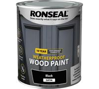 Ronseal 10 Year Weatherproof 2 in 1 Wood Paint Black Satin 750Ml