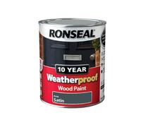 Ronseal WPGS750 750 ml 10 Year Weatherproof Satin Finish Exterior Wood Paint - Grey