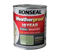 Ronseal Weatherproof 10 Year Exterior Wood Paint Satin 750ml Spring Green