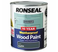 Ronseal 38796 10 Year Weatherproof Wood Paint Grey Satin 2.5 Litre
